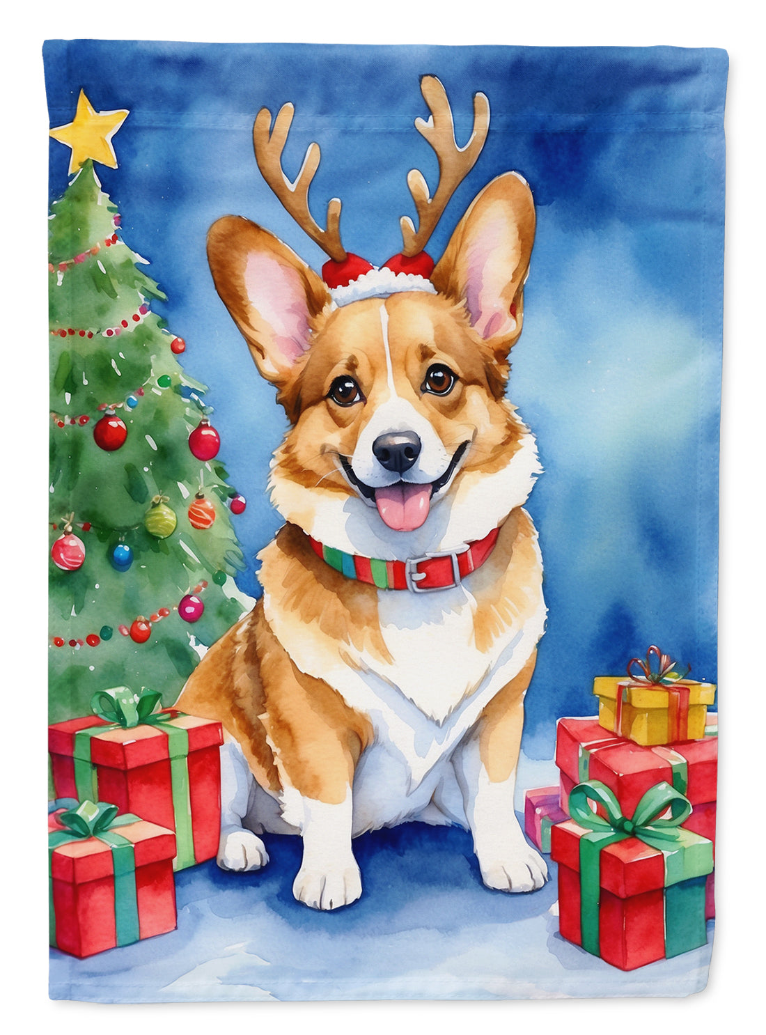 Corgi Christmas Reindeer Garden Flag Mailbox Decorative Yard Banner Outside Patio Artwork for Flower Beds, Garden Size, Multicolor