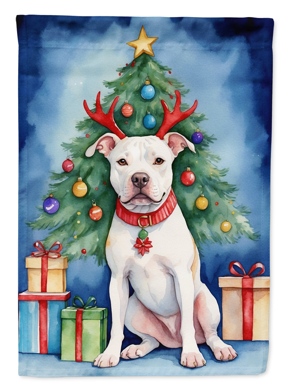 Pit Bull Terrier Christmas Reindeer Garden Flag Mailbox Decorative Yard Banner Outside Patio Artwork for Flower Beds, Garden Size, Multicolor