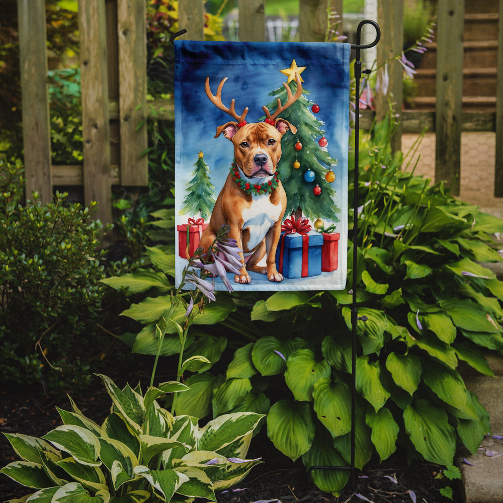 Pit Bull Terrier Christmas Reindeer Garden Flag Mailbox Decorative Yard Banner Outside Patio Artwork for Flower Beds, Garden Size, Multicolor