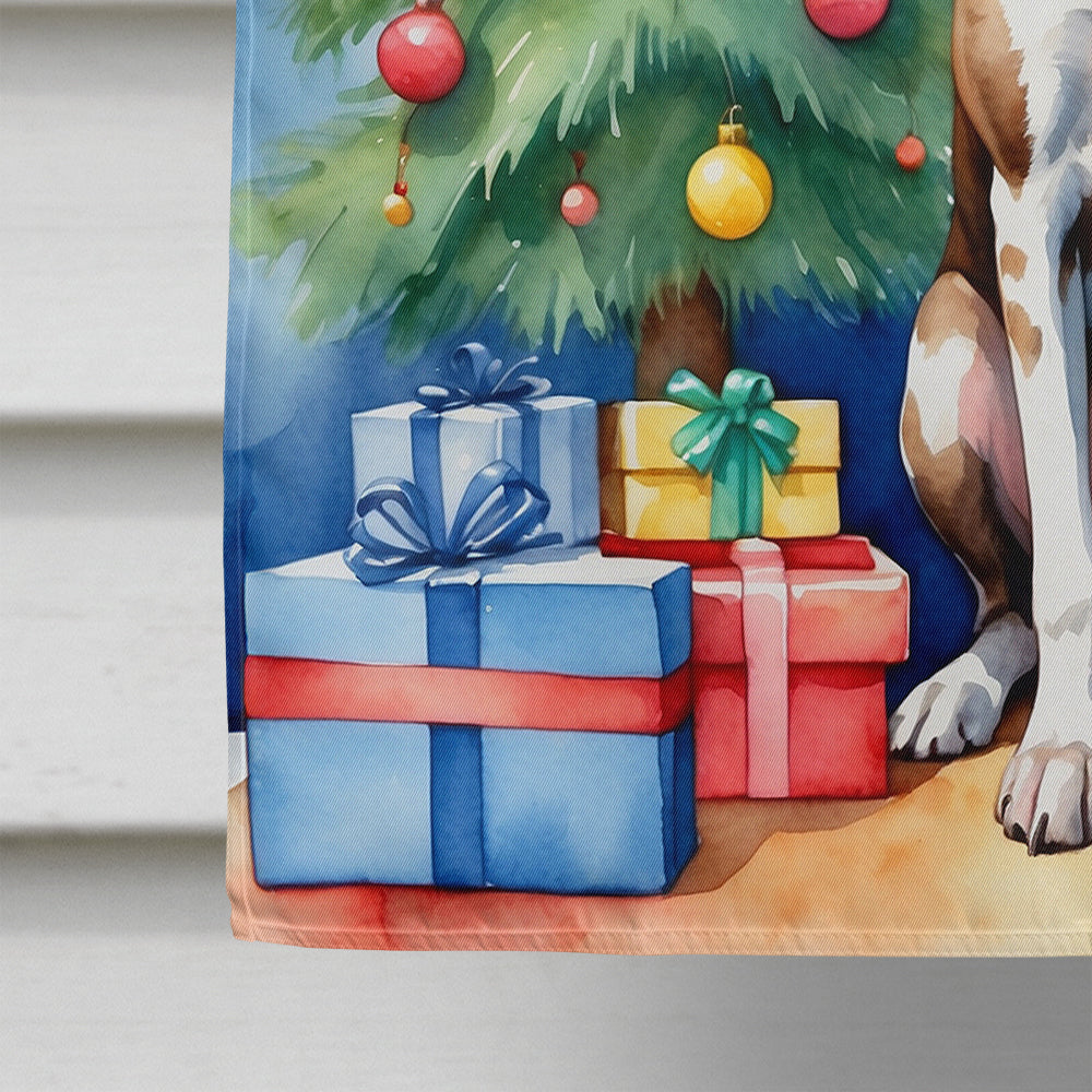 Pointer Christmas Reindeer House Flag 28x40 Porch Sleeve Pole Decorative Outside Yard Banner Artwork Wall Hanging, Polyester