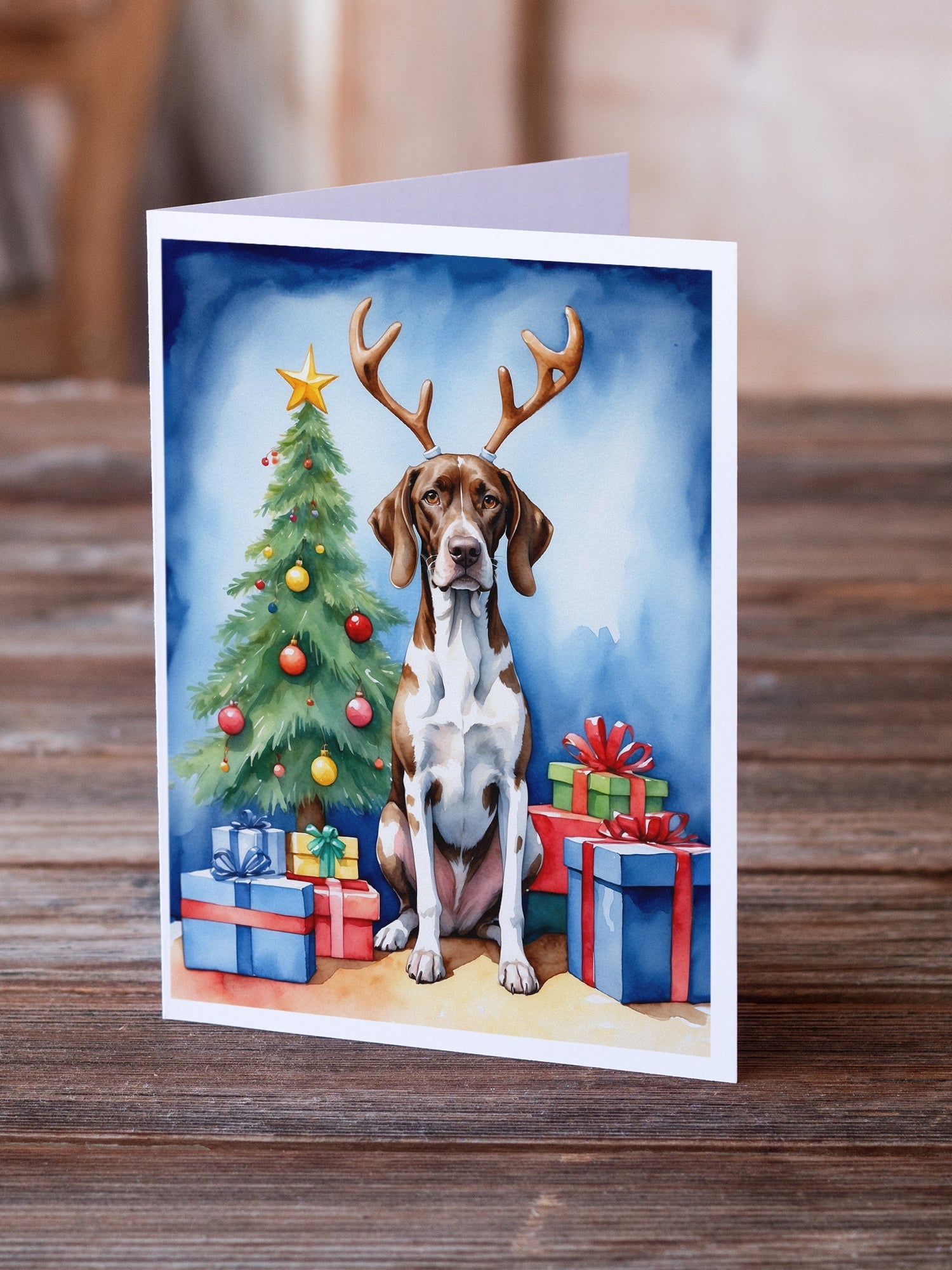 Pointer Christmas Reindeer Greeting Cards Pack of 8 Blank Cards with Envelopes Whimsical A7 Size 5x7