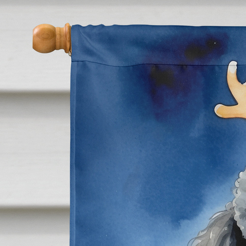 Black Standard Poodle Christmas Reindeer House Flag 28x40 Porch Sleeve Pole Decorative Outside Yard Banner Artwork Wall Hanging, Polyester