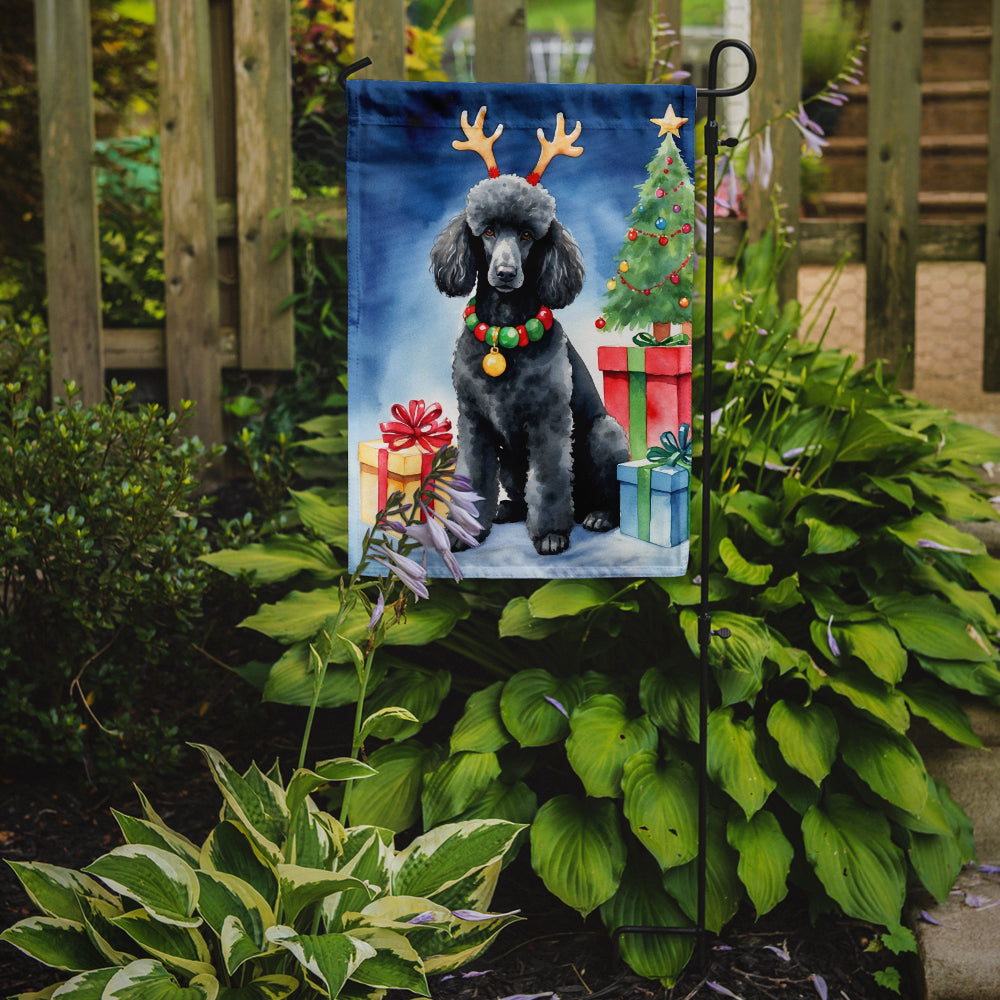 Black Standard Poodle Christmas Reindeer Garden Flag Mailbox Decorative Yard Banner Outside Patio Artwork for Flower Beds, Garden Size, Multicolor