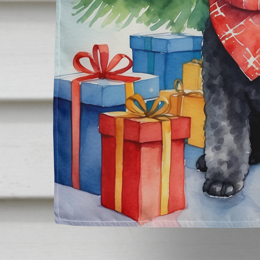 Black Toy Poodle Christmas Reindeer House Flag 28x40 Porch Sleeve Pole Decorative Outside Yard Banner Artwork Wall Hanging, Polyester