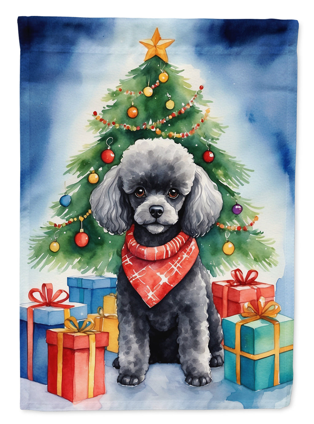 Black Toy Poodle Christmas Reindeer Garden Flag Mailbox Decorative Yard Banner Outside Patio Artwork for Flower Beds, Garden Size, Multicolor