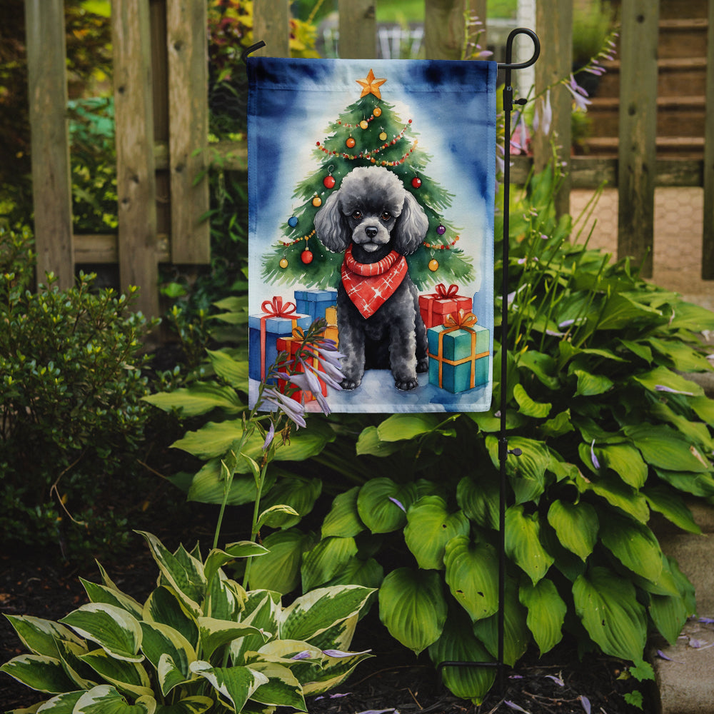 Black Toy Poodle Christmas Reindeer Garden Flag Mailbox Decorative Yard Banner Outside Patio Artwork for Flower Beds, Garden Size, Multicolor