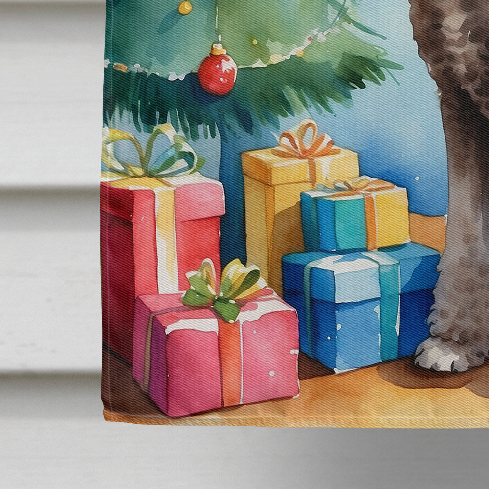 Chocolate Standard Poodle Christmas Reindeer House Flag 28x40 Porch Sleeve Pole Decorative Outside Yard Banner Artwork Wall Hanging, Polyester
