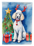White Standard Poodle Christmas Reindeer Garden Flag Mailbox Decorative Yard Banner Outside Patio Artwork for Flower Beds, Garden Size, Multicolor