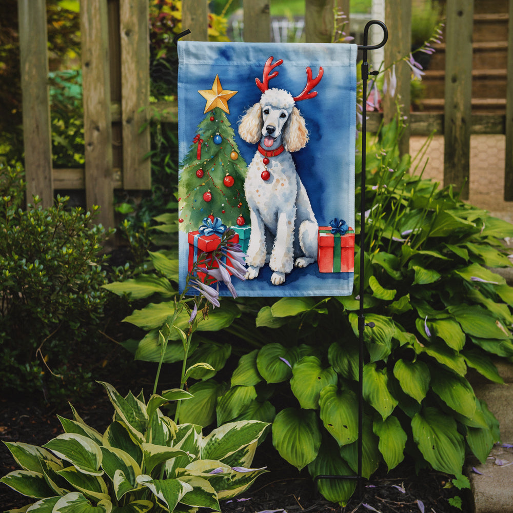 White Standard Poodle Christmas Reindeer Garden Flag Mailbox Decorative Yard Banner Outside Patio Artwork for Flower Beds, Garden Size, Multicolor
