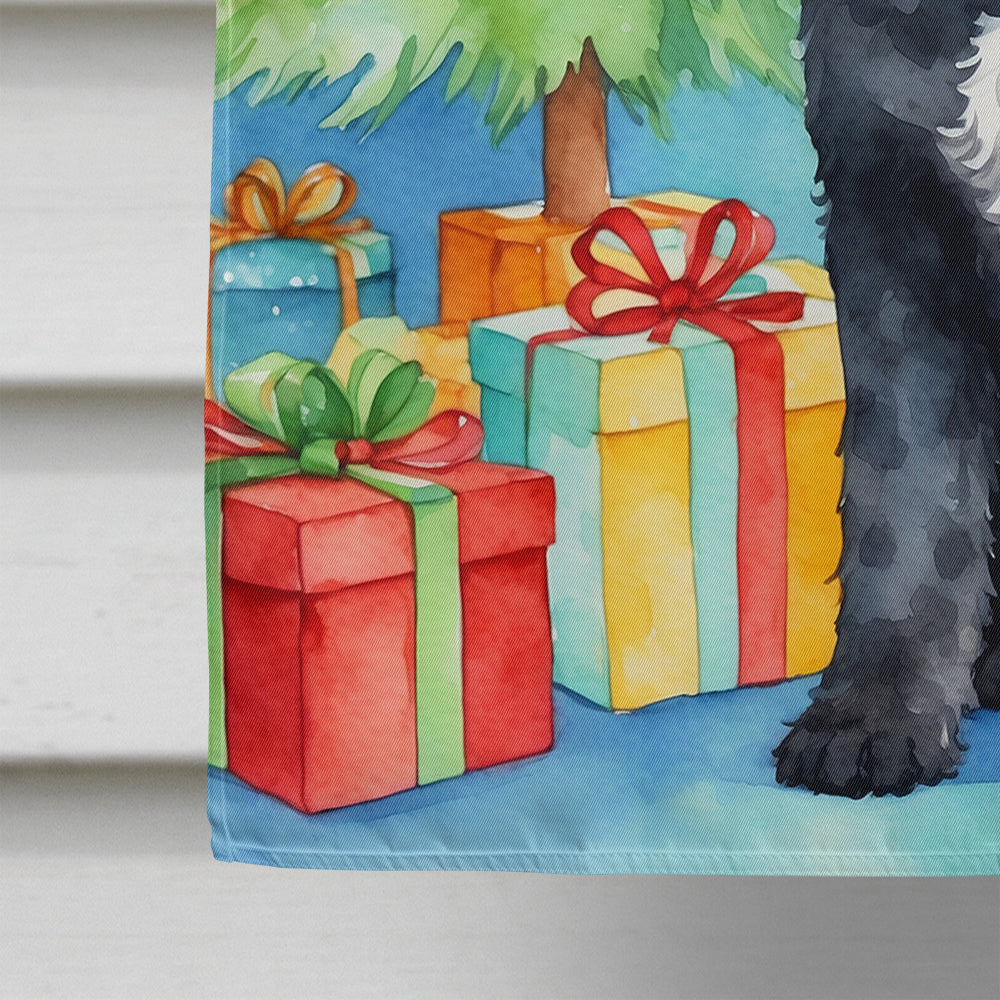 Portuguese Water Dog Christmas Reindeer House Flag 28x40 Porch Sleeve Pole Decorative Outside Yard Banner Artwork Wall Hanging, Polyester