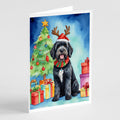 Portuguese Water Dog Christmas Reindeer Greeting Cards Pack of 8 Blank Cards with Envelopes Whimsical A7 Size 5x7