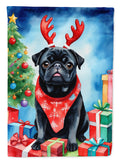 Black Pug Christmas Reindeer Garden Flag Mailbox Decorative Yard Banner Outside Patio Artwork for Flower Beds, Garden Size, Multicolor