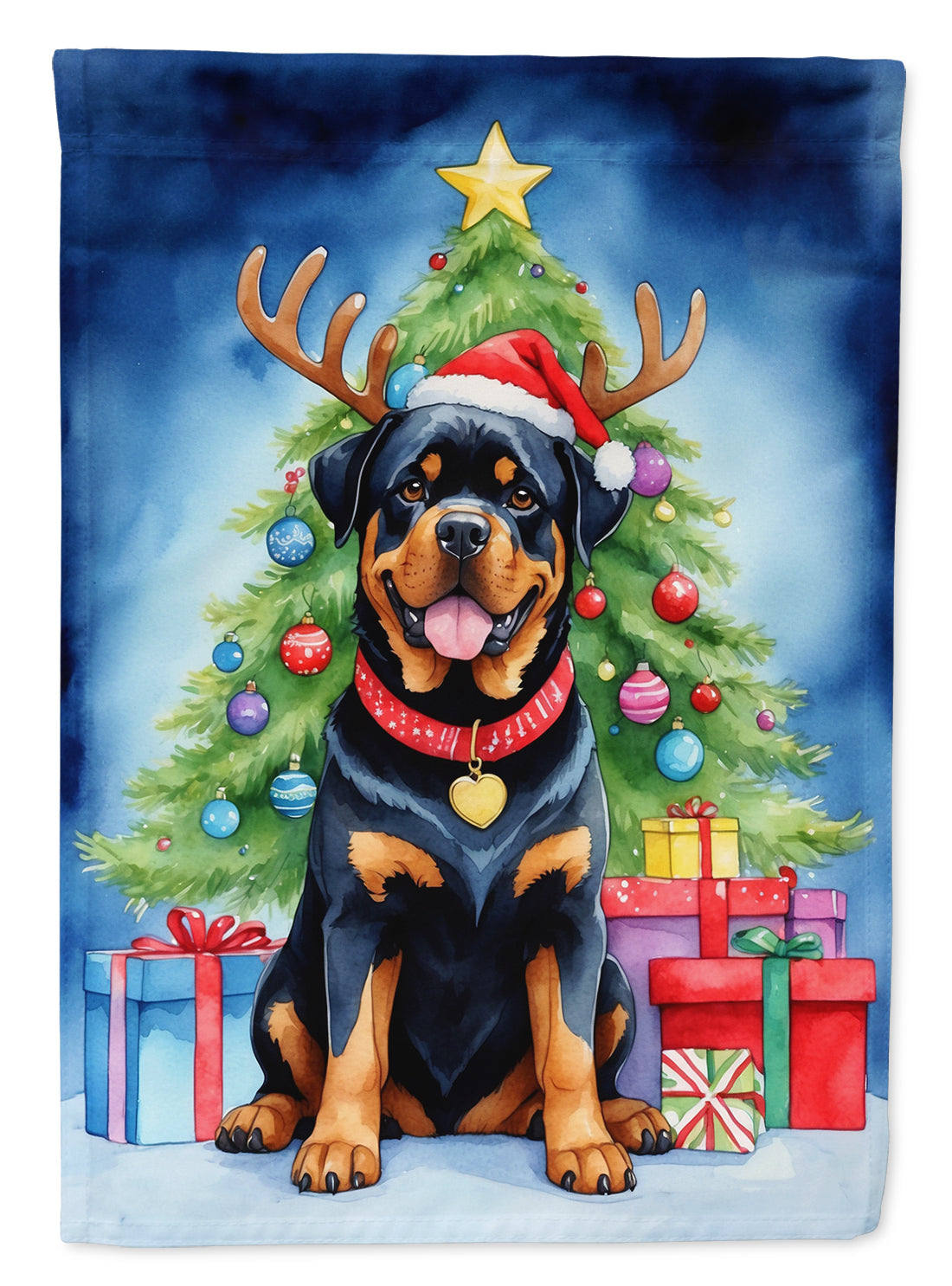 Rottweiler Christmas Reindeer Garden Flag Mailbox Decorative Yard Banner Outside Patio Artwork for Flower Beds, Garden Size, Multicolor