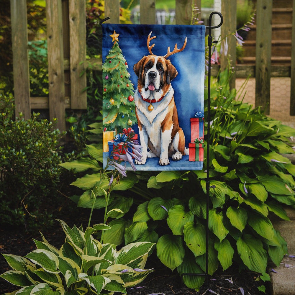 Saint Bernard Christmas Reindeer Garden Flag Mailbox Decorative Yard Banner Outside Patio Artwork for Flower Beds, Garden Size, Multicolor