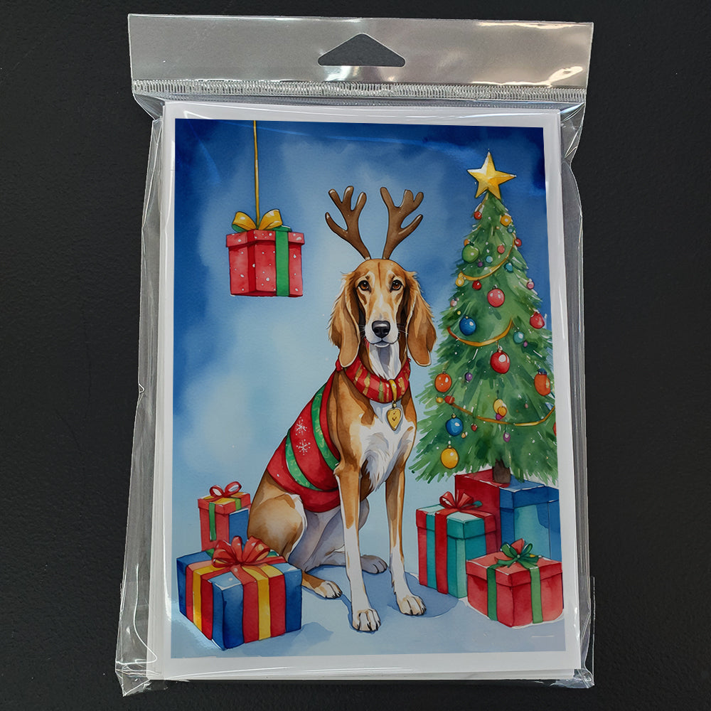 Saluki Christmas Reindeer Greeting Cards Pack of 8 Blank Cards with Envelopes Whimsical A7 Size 5x7