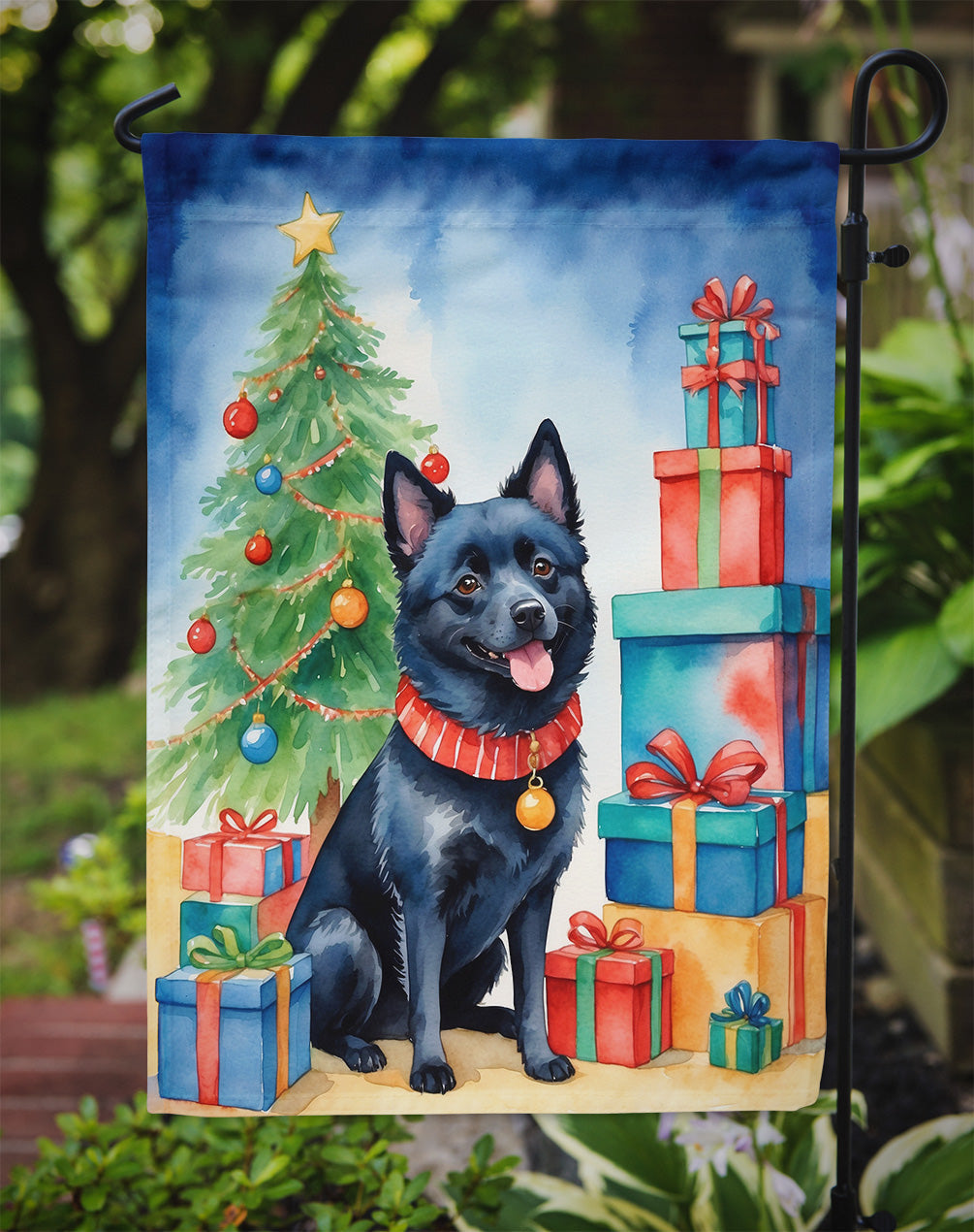 Schipperke Christmas Reindeer Garden Flag Mailbox Decorative Yard Banner Outside Patio Artwork for Flower Beds, Garden Size, Multicolor