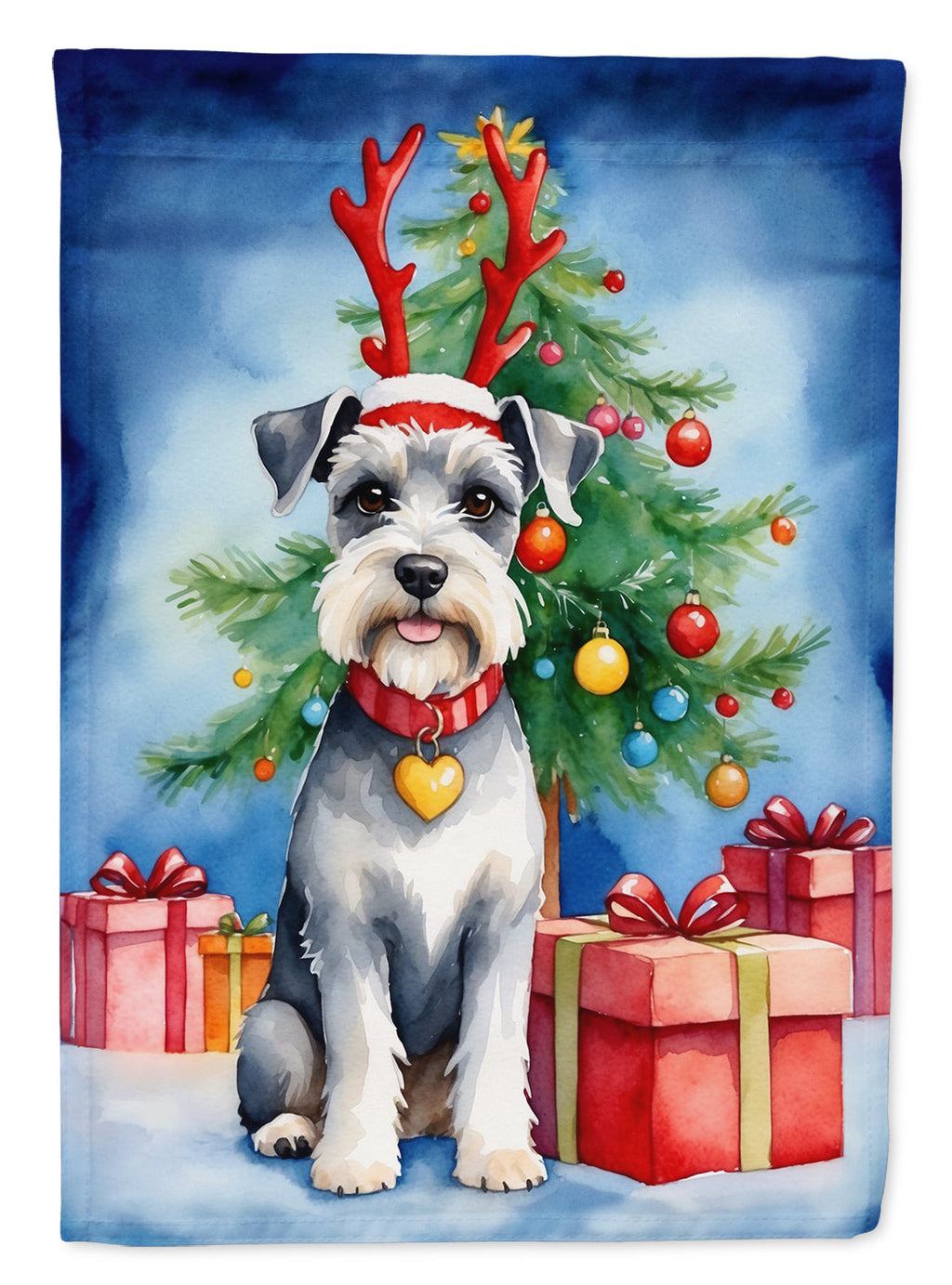 Schnauzer Christmas Reindeer Garden Flag Mailbox Decorative Yard Banner Outside Patio Artwork for Flower Beds, Garden Size, Multicolor