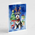 Schnauzer Christmas Reindeer Greeting Cards Pack of 8 Blank Cards with Envelopes Whimsical A7 Size 5x7