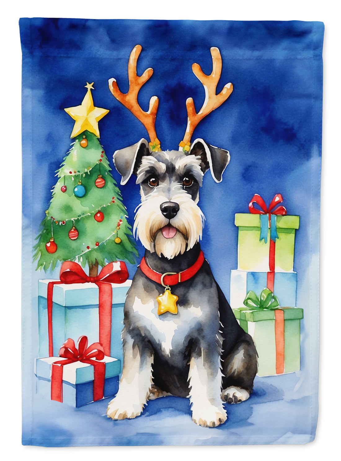 Schnauzer Christmas Reindeer Garden Flag Mailbox Decorative Yard Banner Outside Patio Artwork for Flower Beds, Garden Size, Multicolor