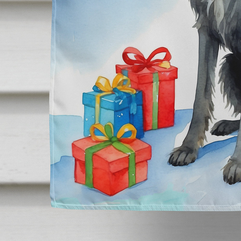 Scottish Deerhound Christmas Reindeer House Flag 28x40 Porch Sleeve Pole Decorative Outside Yard Banner Artwork Wall Hanging, Polyester
