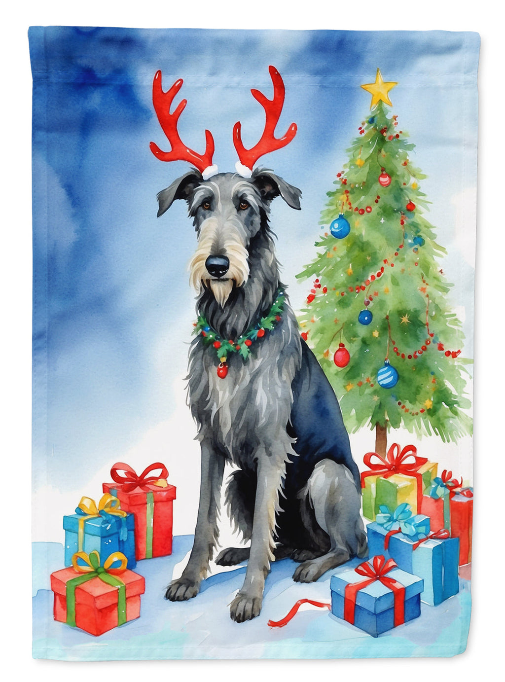 Scottish Deerhound Christmas Reindeer Garden Flag Mailbox Decorative Yard Banner Outside Patio Artwork for Flower Beds, Garden Size, Multicolor