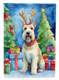 Scottish Terrier Christmas Reindeer House Flag 28x40 Porch Sleeve Pole Decorative Outside Yard Banner Artwork Wall Hanging, Polyester