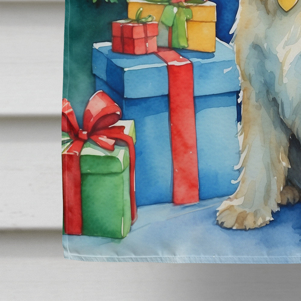 Scottish Terrier Christmas Reindeer House Flag 28x40 Porch Sleeve Pole Decorative Outside Yard Banner Artwork Wall Hanging, Polyester
