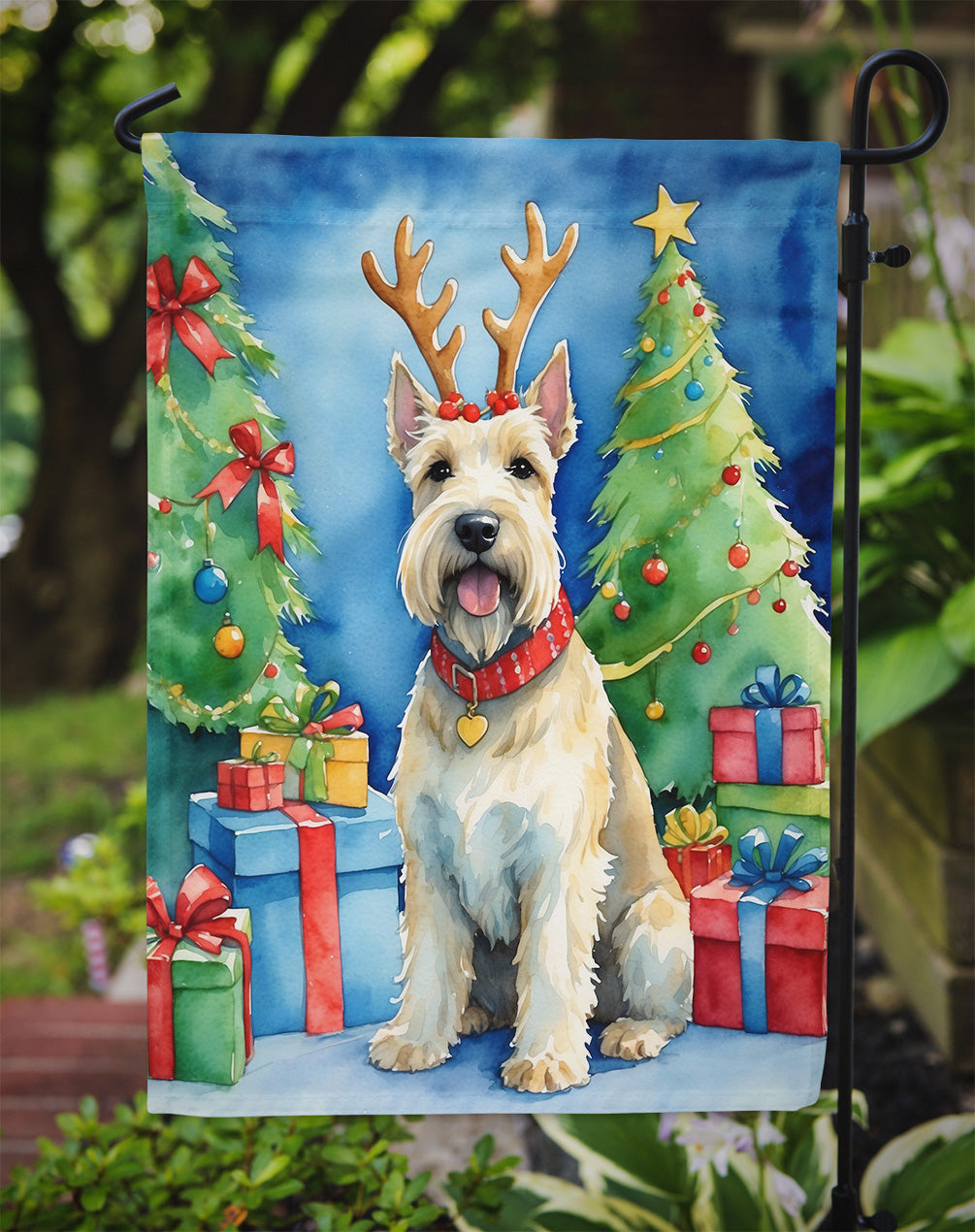 Scottish Terrier Christmas Reindeer Garden Flag Mailbox Decorative Yard Banner Outside Patio Artwork for Flower Beds, Garden Size, Multicolor