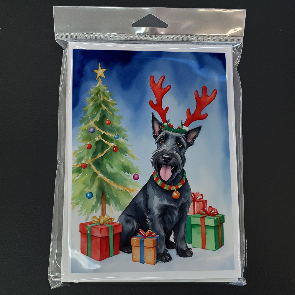 Scottish Terrier Christmas Reindeer Greeting Cards Pack of 8 Blank Cards with Envelopes Whimsical A7 Size 5x7