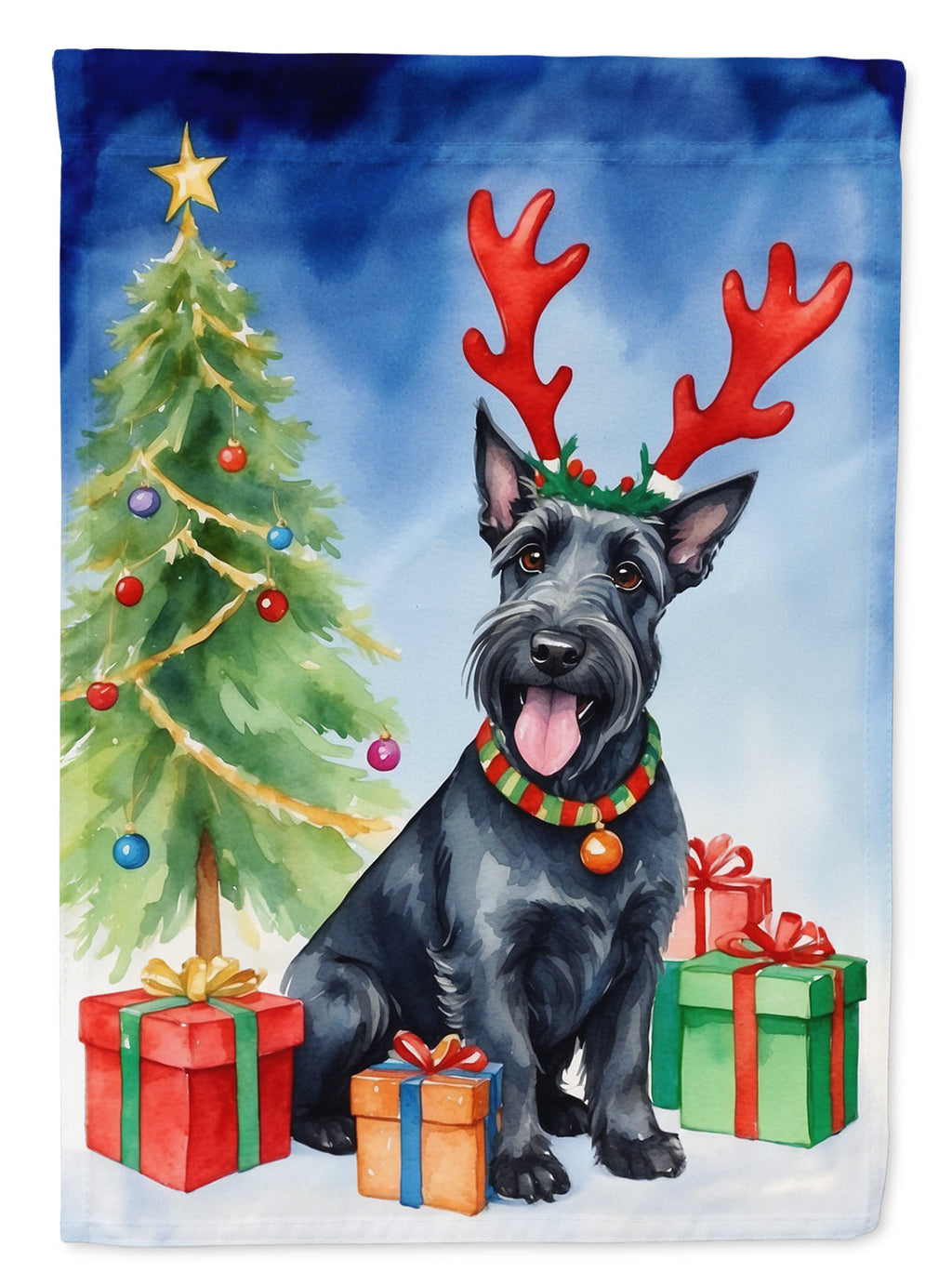 Scottish Terrier Christmas Reindeer Garden Flag Mailbox Decorative Yard Banner Outside Patio Artwork for Flower Beds, Garden Size, Multicolor