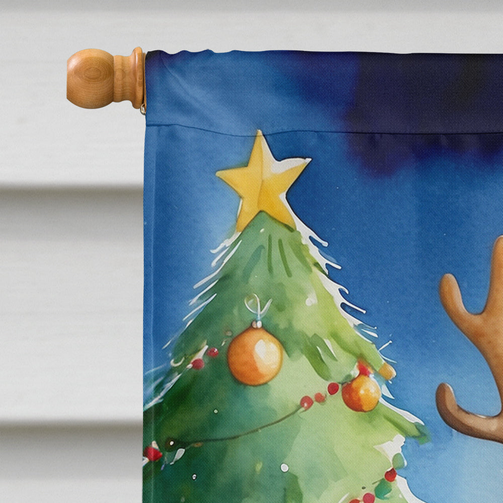 Shar Pei Christmas Reindeer House Flag 28x40 Porch Sleeve Pole Decorative Outside Yard Banner Artwork Wall Hanging, Polyester