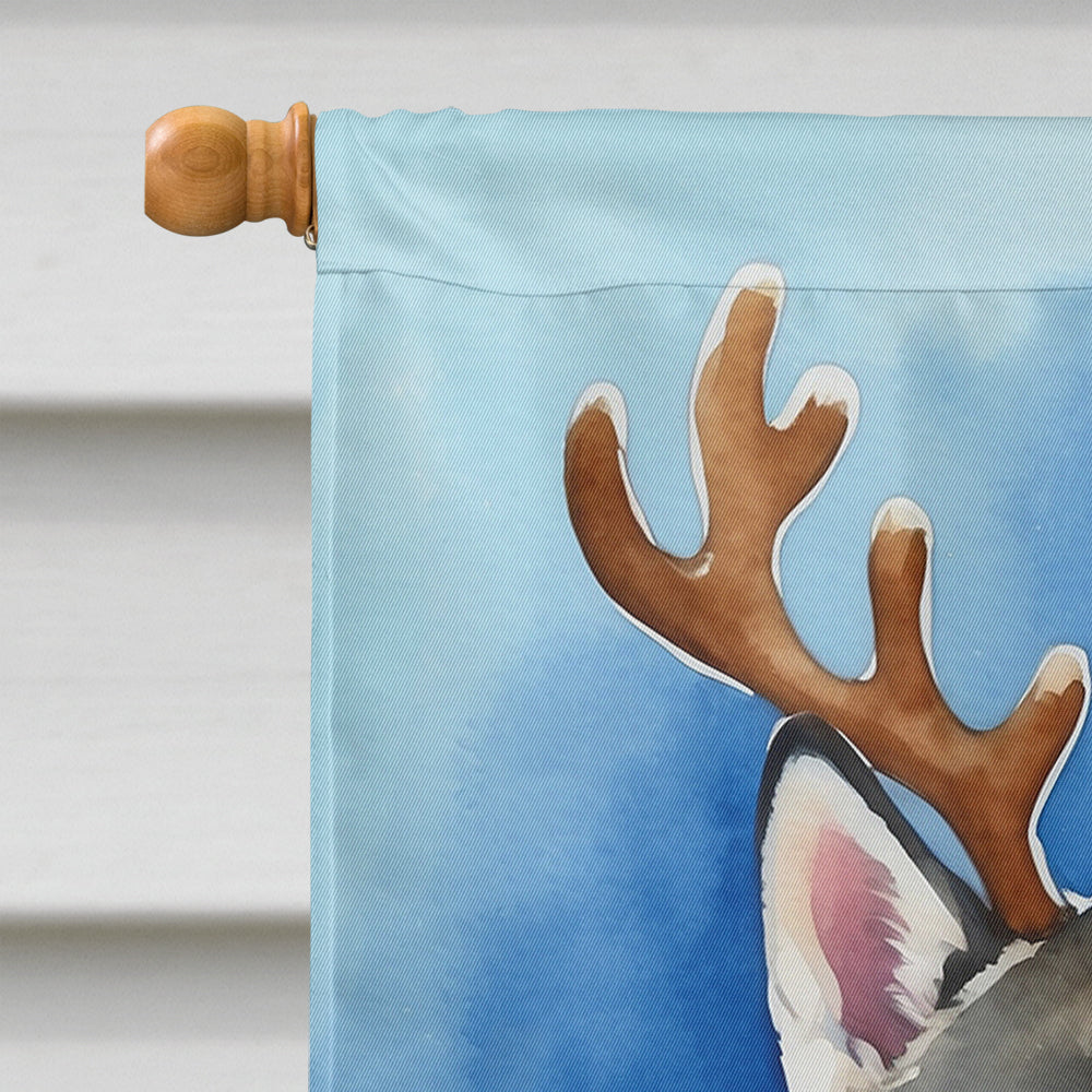 Siberian Husky Christmas Reindeer House Flag 28x40 Porch Sleeve Pole Decorative Outside Yard Banner Artwork Wall Hanging, Polyester