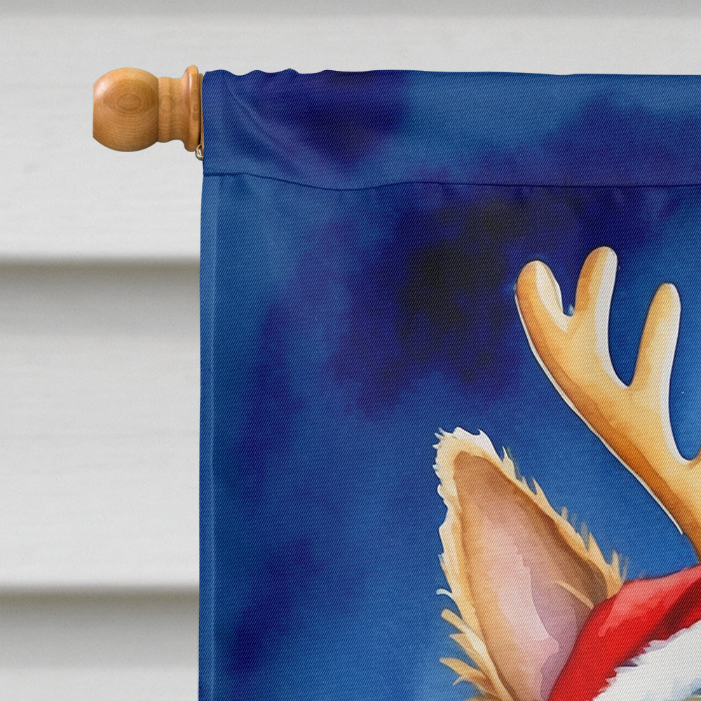 Silky Terrier Christmas Reindeer House Flag 28x40 Porch Sleeve Pole Decorative Outside Yard Banner Artwork Wall Hanging, Polyester