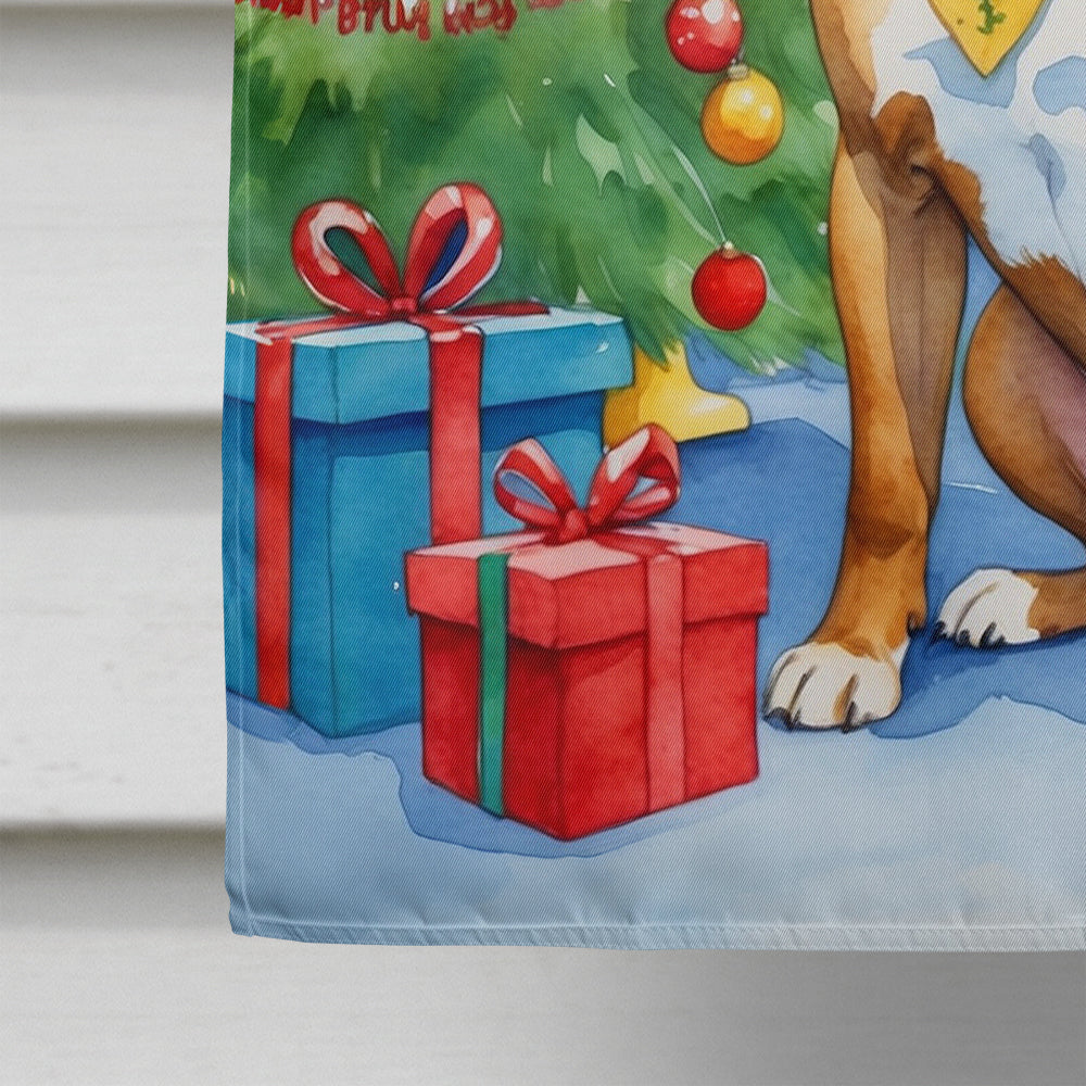 Staffordshire Bull Terrier Christmas Reindeer House Flag 28x40 Porch Sleeve Pole Decorative Outside Yard Banner Artwork Wall Hanging, Polyester