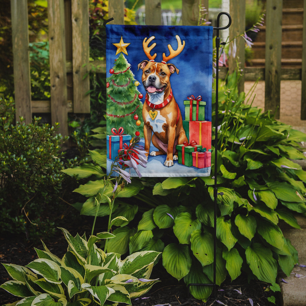 Staffordshire Bull Terrier Christmas Reindeer Garden Flag Mailbox Decorative Yard Banner Outside Patio Artwork for Flower Beds, Garden Size, Multicolor