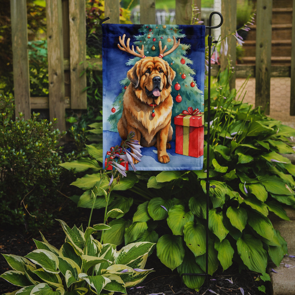 Tibetan Mastiff Christmas Reindeer Garden Flag Mailbox Decorative Yard Banner Outside Patio Artwork for Flower Beds, Garden Size, Multicolor