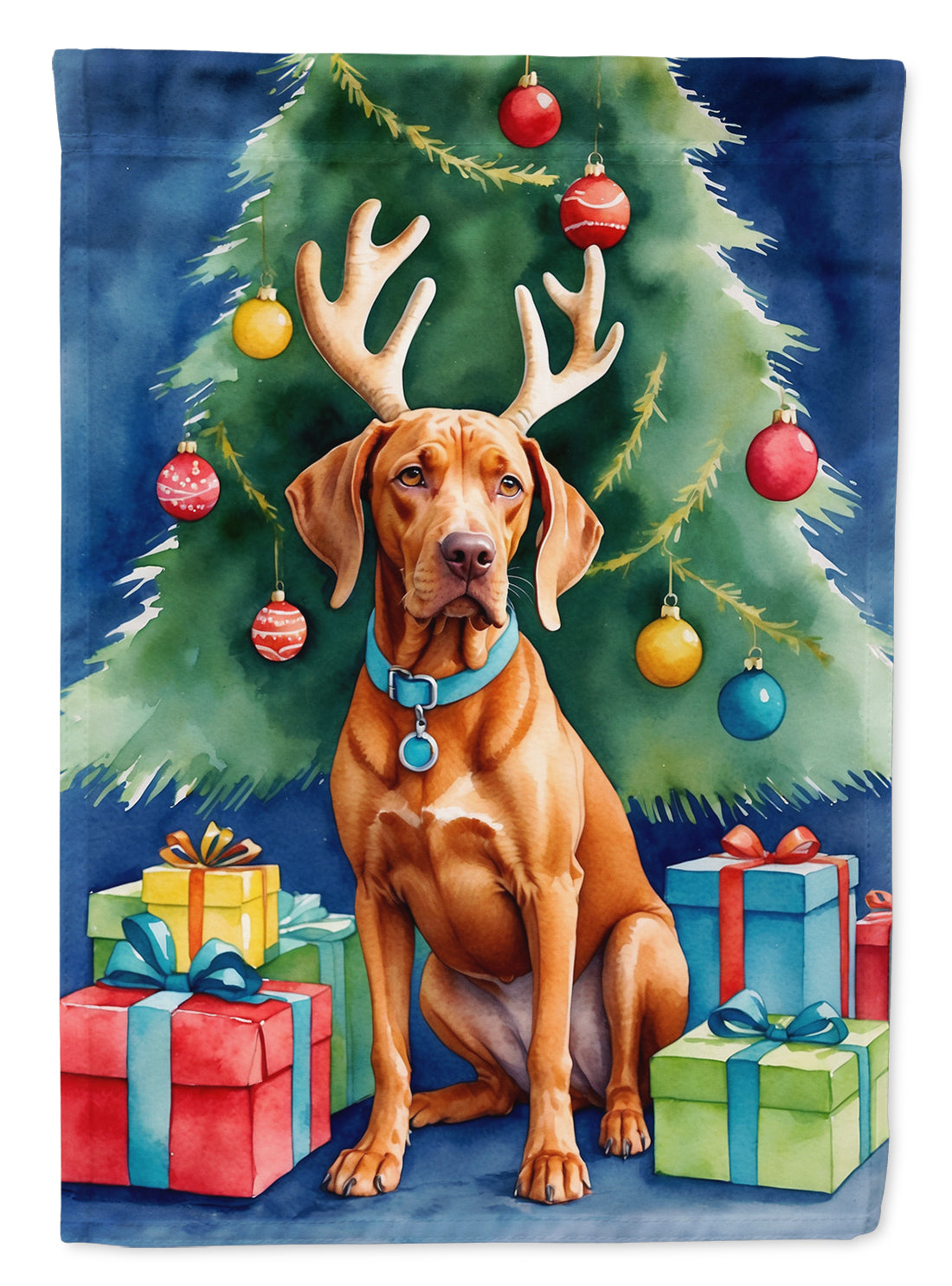 Vizsla Christmas Reindeer House Flag 28x40 Porch Sleeve Pole Decorative Outside Yard Banner Artwork Wall Hanging, Polyester