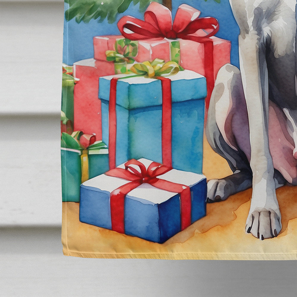 Weimaraner Christmas Reindeer House Flag 28x40 Porch Sleeve Pole Decorative Outside Yard Banner Artwork Wall Hanging, Polyester
