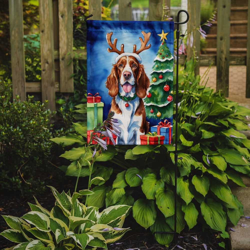 Welsh Springer Spaniel Christmas Reindeer Garden Flag Mailbox Decorative Yard Banner Outside Patio Artwork for Flower Beds, Garden Size, Multicolor