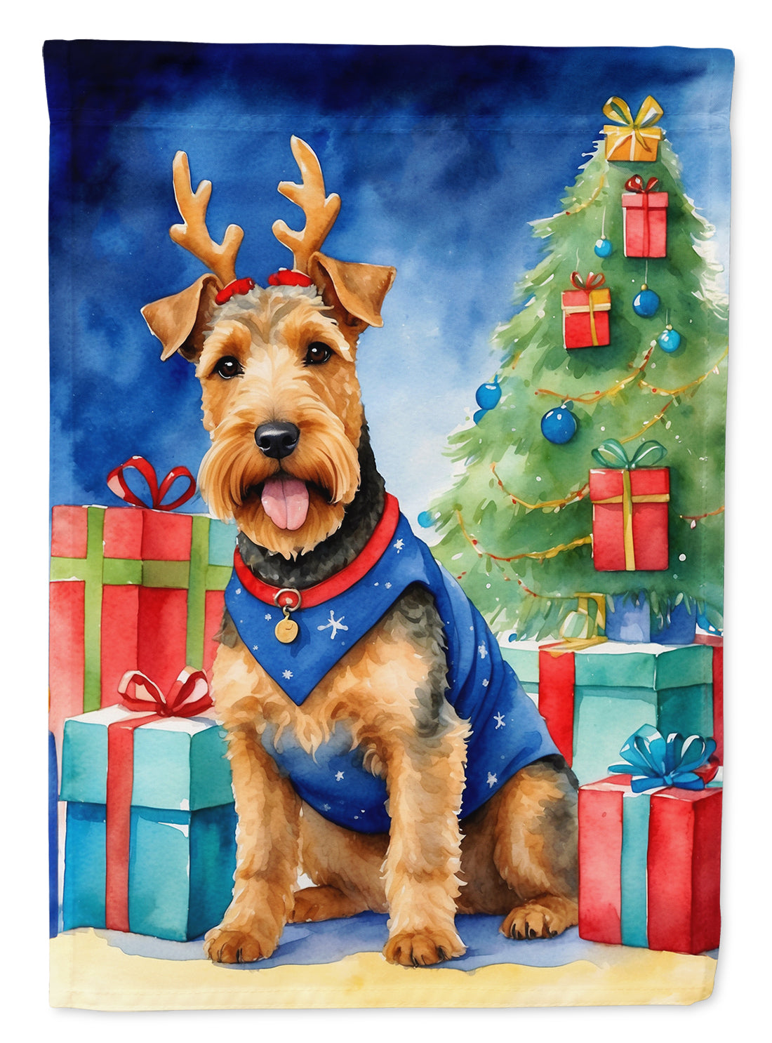 Welsh Terrier Christmas Reindeer Garden Flag Mailbox Decorative Yard Banner Outside Patio Artwork for Flower Beds, Garden Size, Multicolor