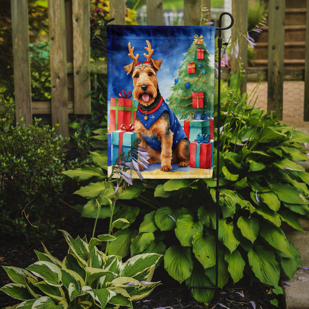 Welsh Terrier Christmas Reindeer Garden Flag Mailbox Decorative Yard Banner Outside Patio Artwork for Flower Beds, Garden Size, Multicolor