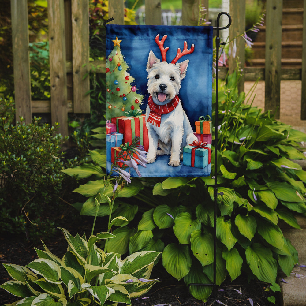 Westie Christmas Reindeer Garden Flag Mailbox Decorative Yard Banner Outside Patio Artwork for Flower Beds, Garden Size, Multicolor