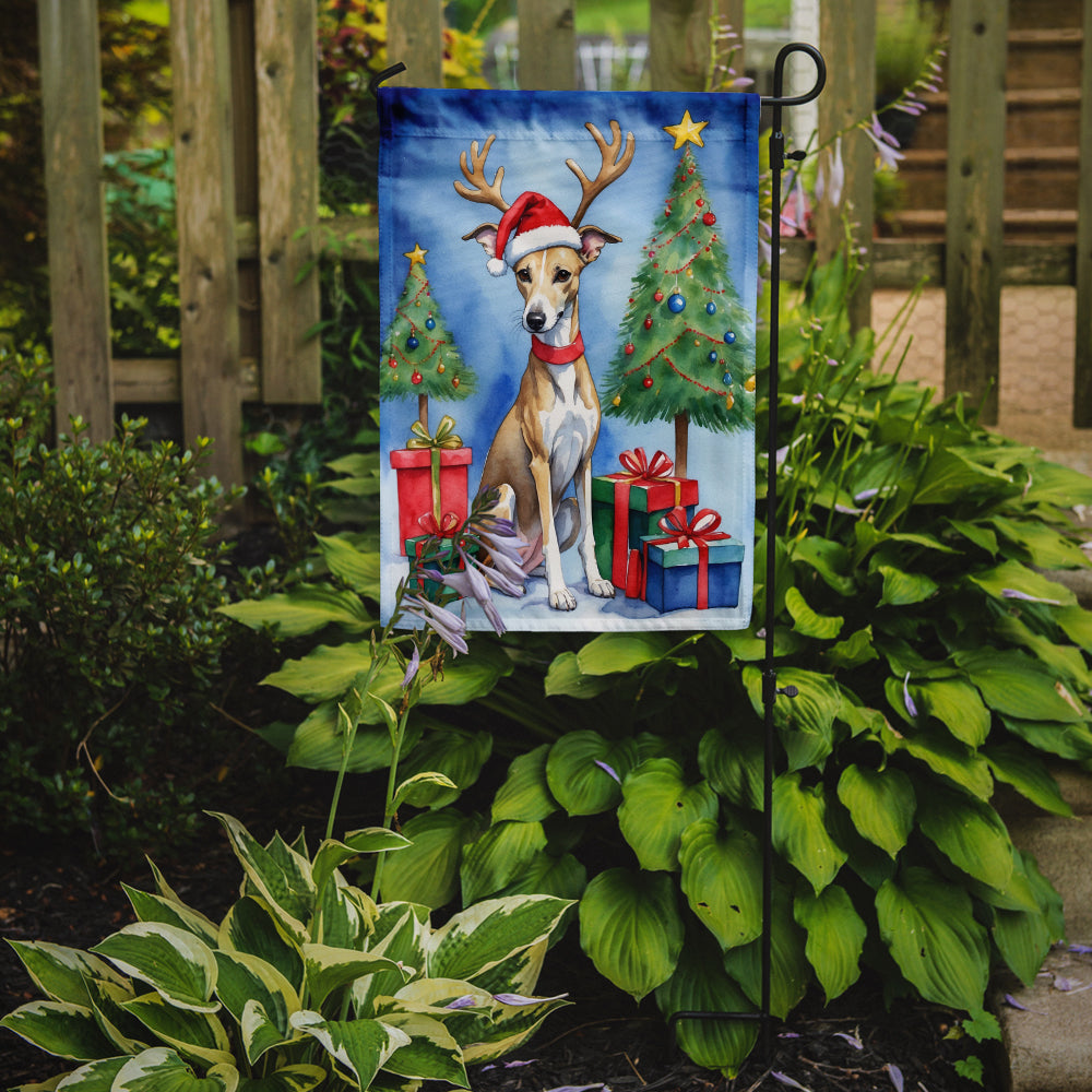 Whippet Christmas Reindeer Garden Flag Mailbox Decorative Yard Banner Outside Patio Artwork for Flower Beds, Garden Size, Multicolor