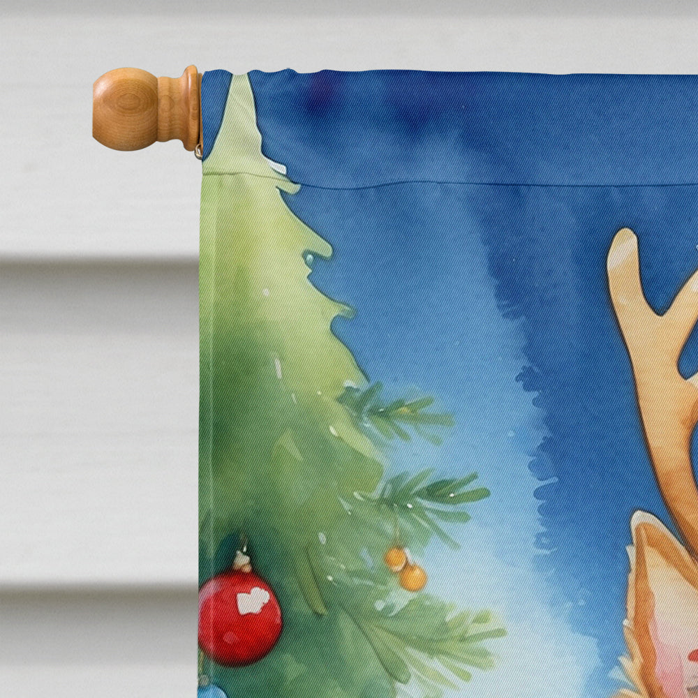 Yorkshire Terrier Yorkie Christmas Reindeer House Flag 28x40 Porch Sleeve Pole Decorative Outside Yard Banner Artwork Wall Hanging, Polyester