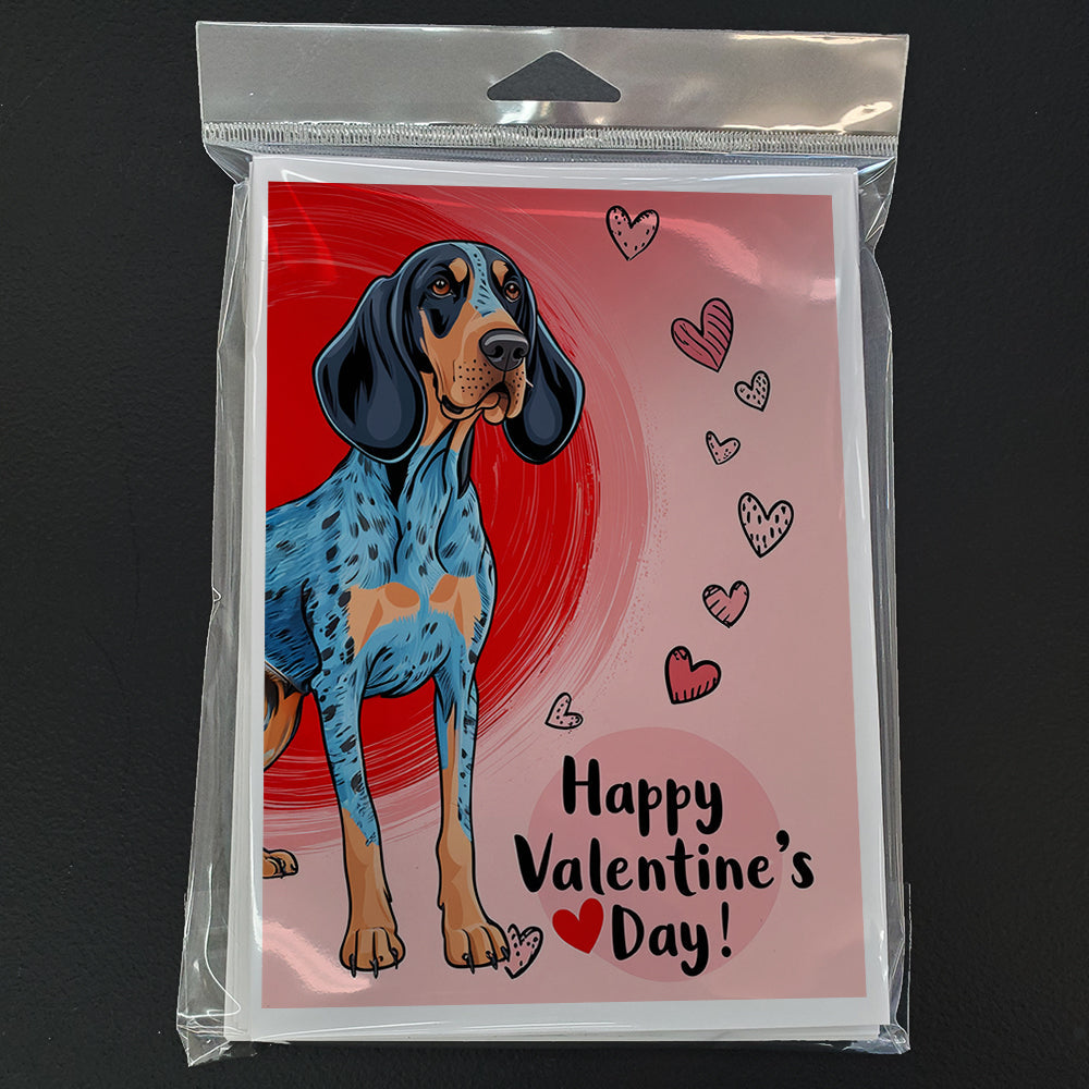Bluetick Coonhound Happy Valentine's Day Greeting Cards Pack of 8 Blank Cards with Envelopes Whimsical A7 Size 5x7
