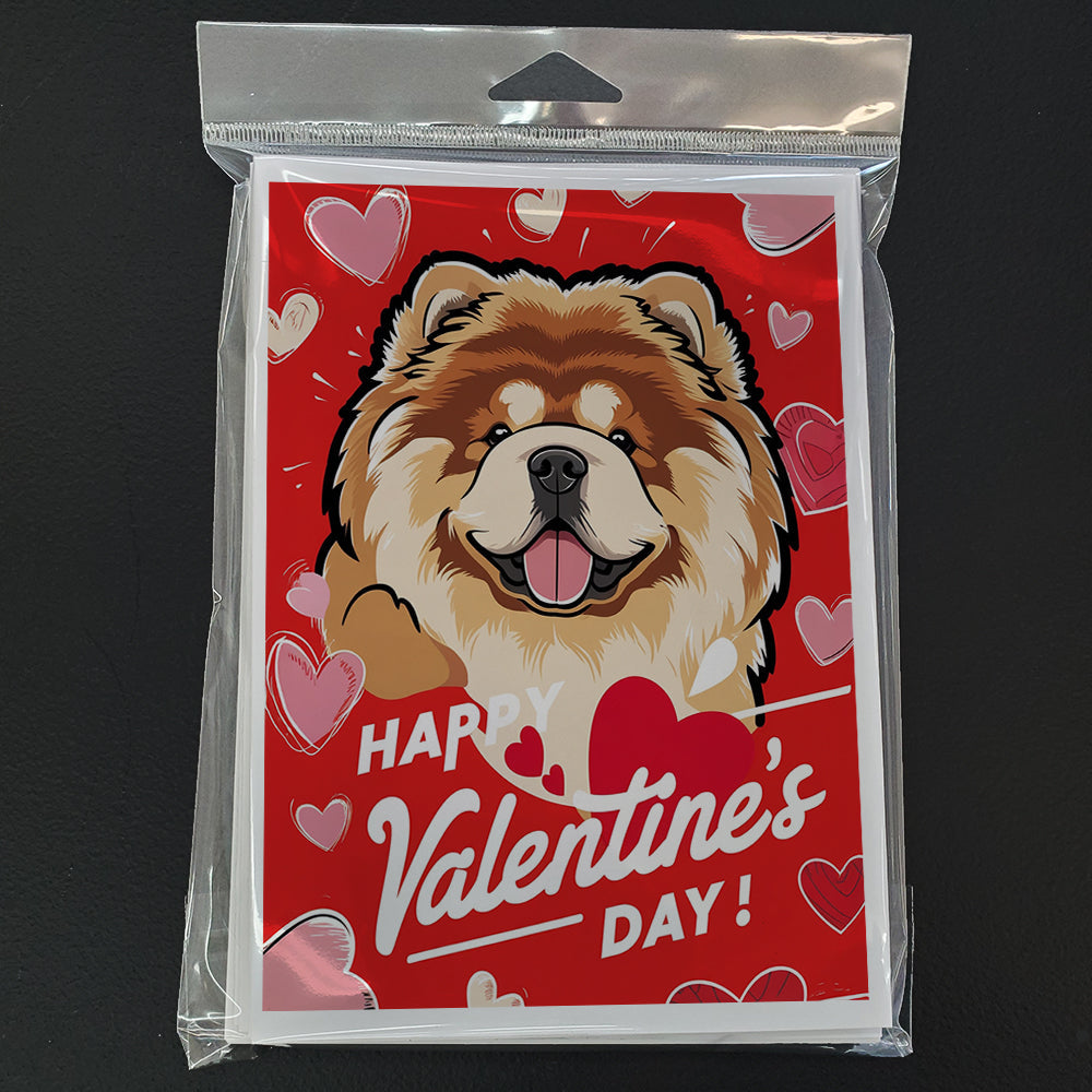 Chow Chow Happy Valentine's Day Greeting Cards Pack of 8 Blank Cards with Envelopes Whimsical A7 Size 5x7