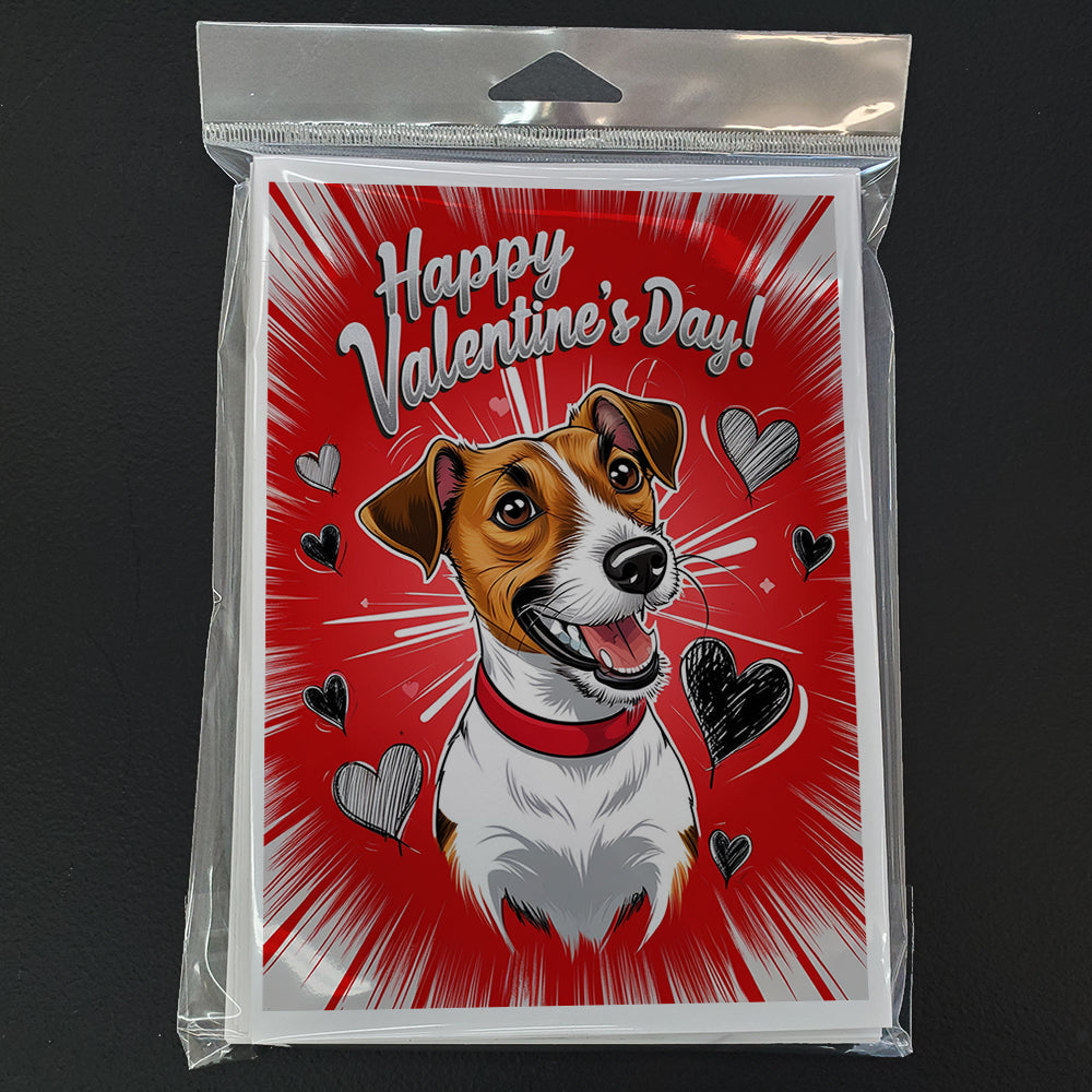 Jack Russell Terrier Happy Valentine's Day Greeting Cards Pack of 8 Blank Cards with Envelopes Whimsical A7 Size 5x7
