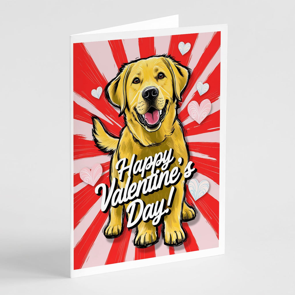Yellow Labrador Retriever Happy Valentine's Day Greeting Cards Pack of 8 Blank Cards with Envelopes Whimsical A7 Size 5x7