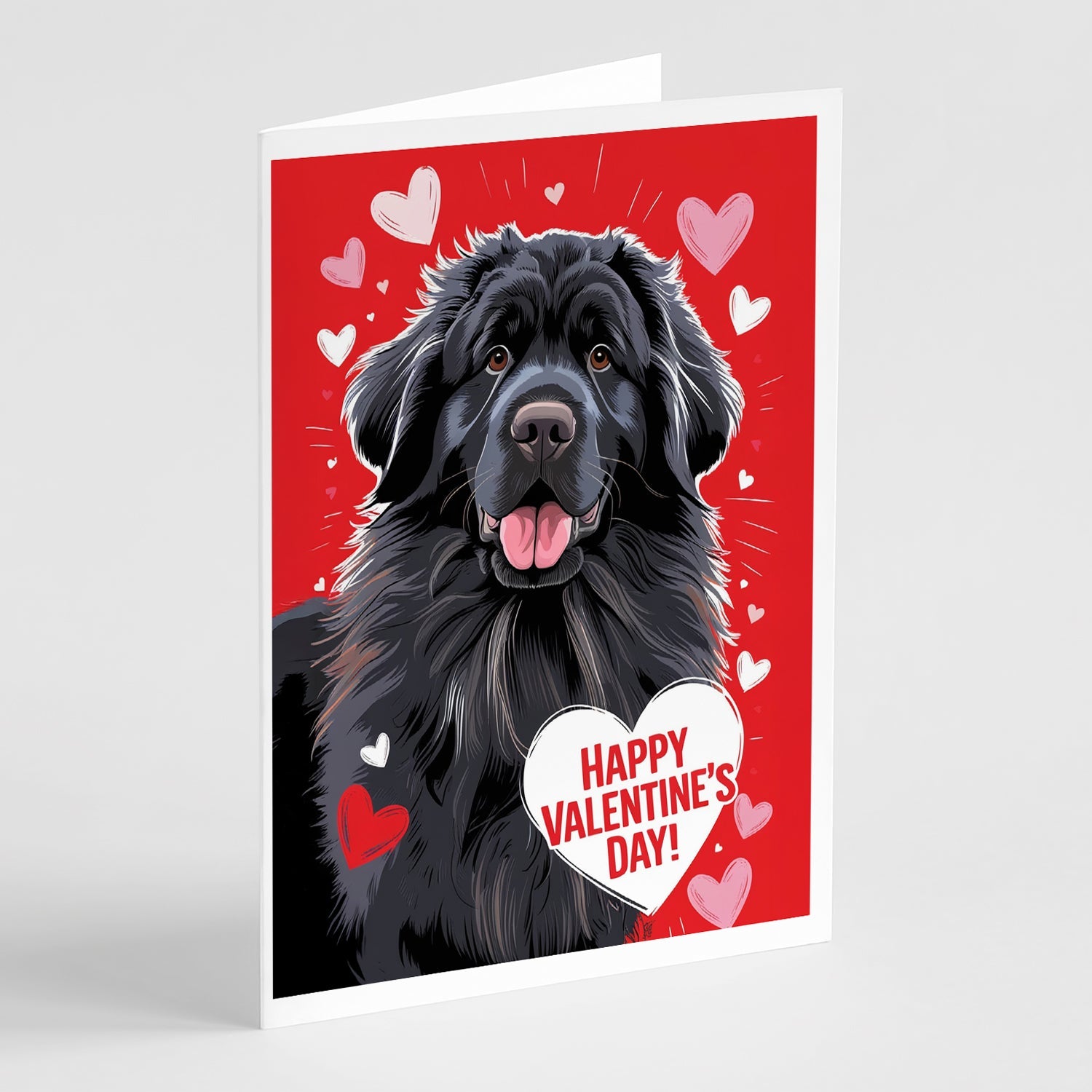 Newfoundland Happy Valentine's Day Greeting Cards Pack of 8 Blank Cards with Envelopes Whimsical A7 Size 5x7