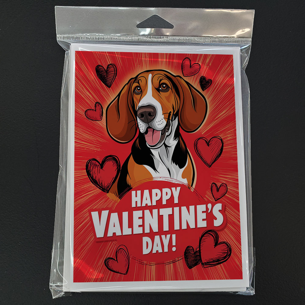 Redbone Coonhound Happy Valentine's Day Greeting Cards Pack of 8 Blank Cards with Envelopes Whimsical A7 Size 5x7
